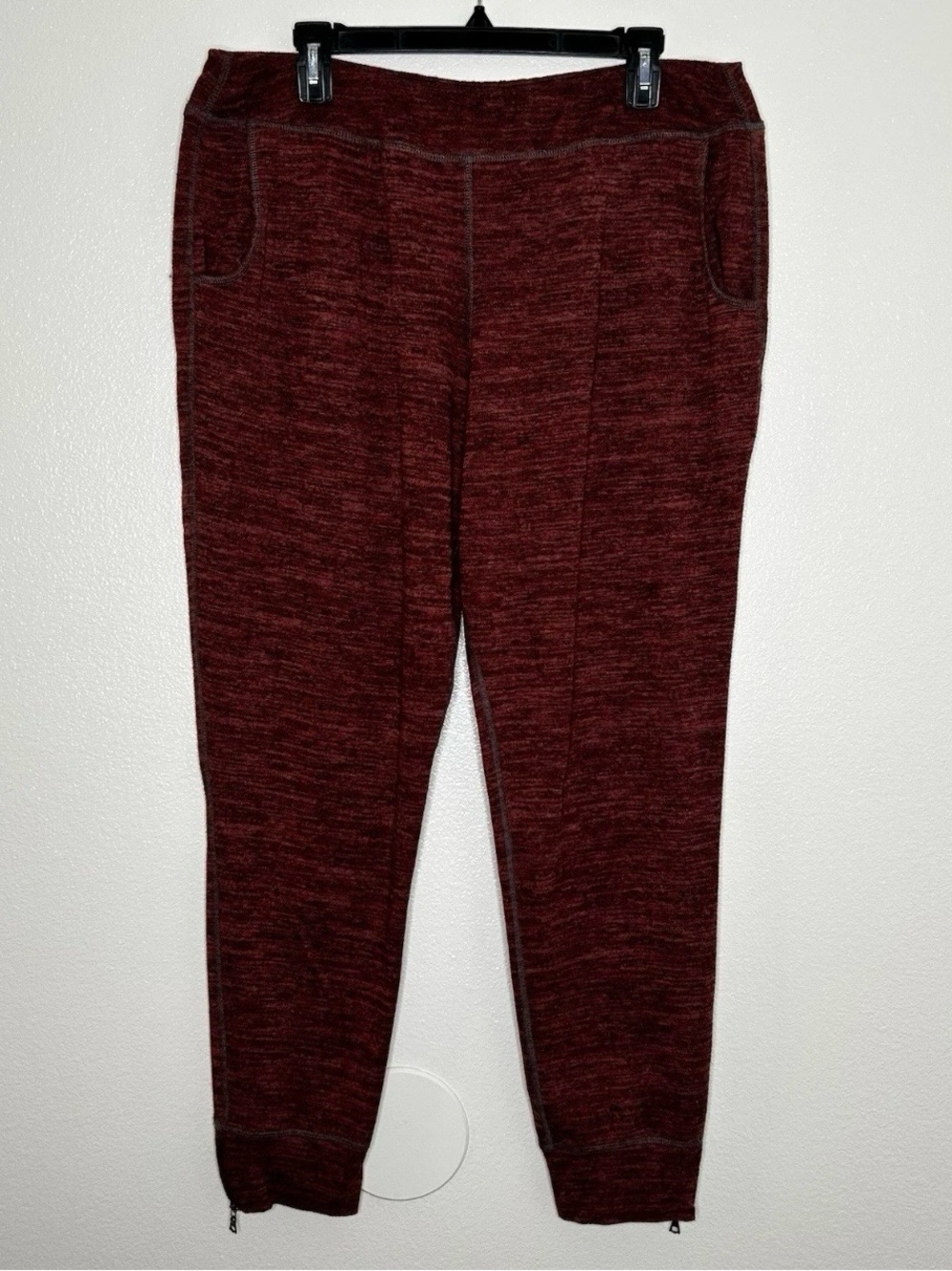LOGO by Lori Goldstein Womens Burgundy Pull-On Knit Lounge Jogger Pants Size L